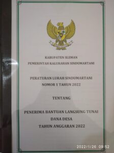 Peraturan Lurah tentang KPM BLT DD 2022